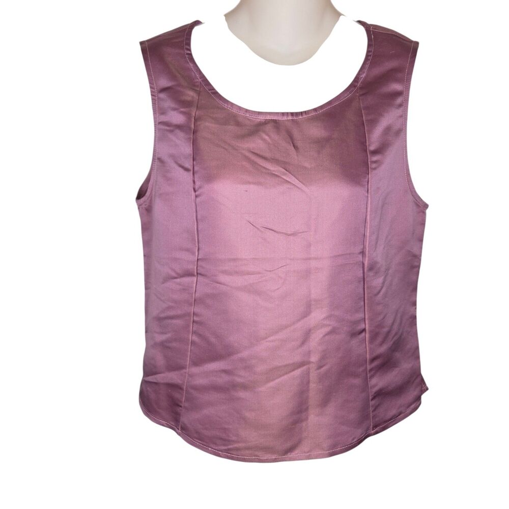 LisBETH 100% Silk Tank Top Small Mauve Lavender Sleeveless Blouse Made in USA